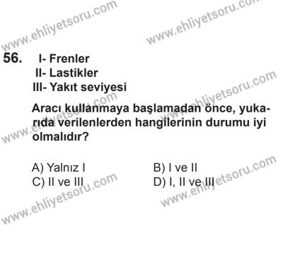 2 Kasım 2013 Tarihli Sürücü Adayları Sınavı L Kitapçığı 56. Soru