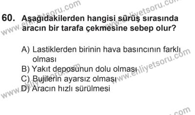 2 Kasım 2013 Tarihli Sürücü Adayları Sınavı L Kitapçığı 60. Soru