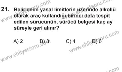 2 Kasım 2013 Tarihli Sürücü Adayları Sınavı M Kitapçığı 21. Soru
