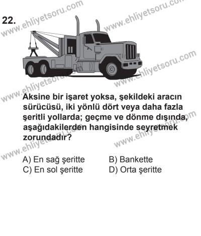 2 Kasım 2013 Tarihli Sürücü Adayları Sınavı M Kitapçığı 22. Soru