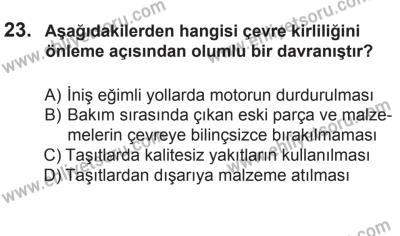 2 Kasım 2013 Tarihli Sürücü Adayları Sınavı M Kitapçığı 23. Soru