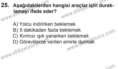 2 Kasım 2013 Tarihli Sürücü Adayları Sınavı M Kitapçığı 25. Soru