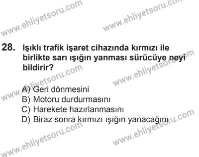 2 Kasım 2013 Tarihli Sürücü Adayları Sınavı M Kitapçığı 28. Soru