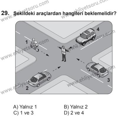 2 Kasım 2013 Tarihli Sürücü Adayları Sınavı M Kitapçığı 29. Soru