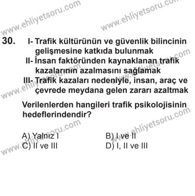 2 Kasım 2013 Tarihli Sürücü Adayları Sınavı M Kitapçığı 30. Soru