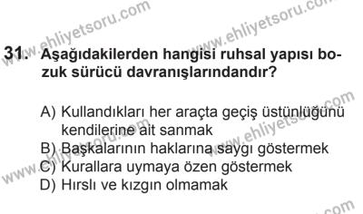 2 Kasım 2013 Tarihli Sürücü Adayları Sınavı M Kitapçığı 31. Soru