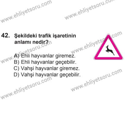 2 Kasım 2013 Tarihli Sürücü Adayları Sınavı M Kitapçığı 42. Soru