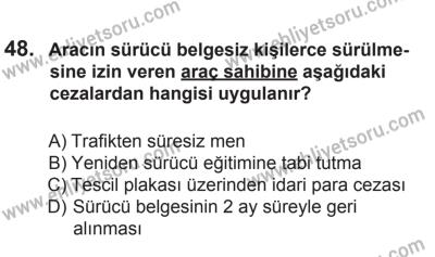 2 Kasım 2013 Tarihli Sürücü Adayları Sınavı M Kitapçığı 48. Soru