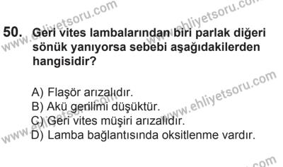 2 Kasım 2013 Tarihli Sürücü Adayları Sınavı M Kitapçığı 50. Soru