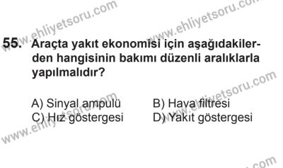 2 Kasım 2013 Tarihli Sürücü Adayları Sınavı M Kitapçığı 55. Soru