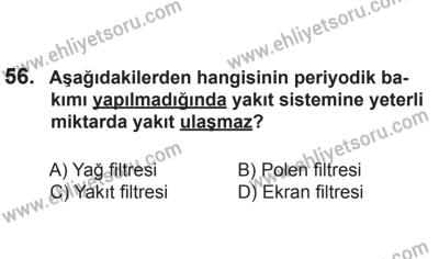 2 Kasım 2013 Tarihli Sürücü Adayları Sınavı M Kitapçığı 56. Soru