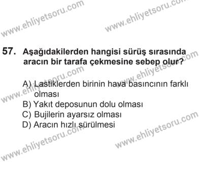 2 Kasım 2013 Tarihli Sürücü Adayları Sınavı M Kitapçığı 57. Soru