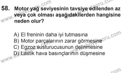 2 Kasım 2013 Tarihli Sürücü Adayları Sınavı M Kitapçığı 58. Soru