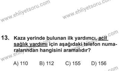 2 Kasım 2013 Tarihli Sürücü Adayları Sınavı N Kitapçığı 13. Soru