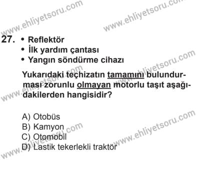 2 Kasım 2013 Tarihli Sürücü Adayları Sınavı N Kitapçığı 27. Soru