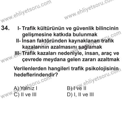 2 Kasım 2013 Tarihli Sürücü Adayları Sınavı N Kitapçığı 34. Soru