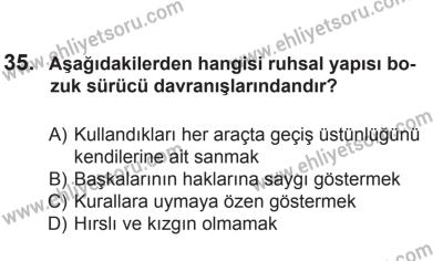 2 Kasım 2013 Tarihli Sürücü Adayları Sınavı N Kitapçığı 35. Soru