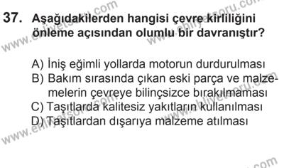 2 Kasım 2013 Tarihli Sürücü Adayları Sınavı N Kitapçığı 37. Soru