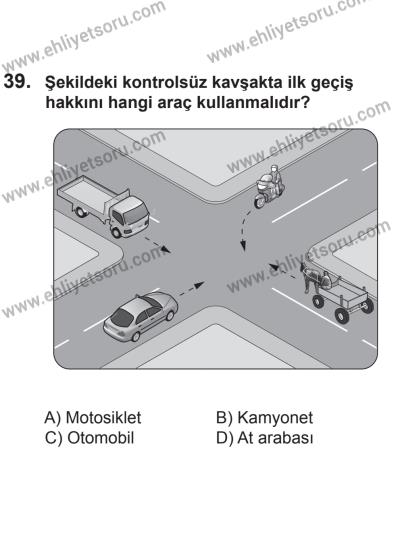 2 Kasım 2013 Tarihli Sürücü Adayları Sınavı N Kitapçığı 39. Soru