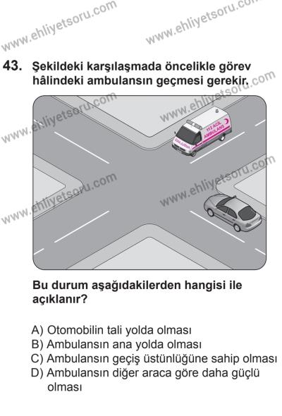 2 Kasım 2013 Tarihli Sürücü Adayları Sınavı N Kitapçığı 43. Soru