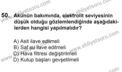 2 Kasım 2013 Tarihli Sürücü Adayları Sınavı N Kitapçığı 50. Soru