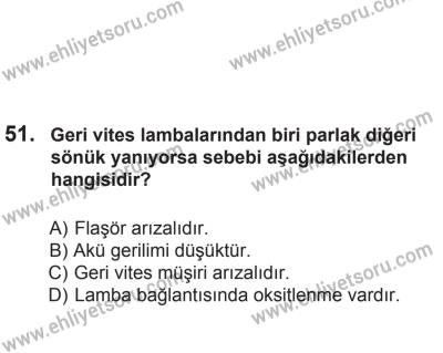 2 Kasım 2013 Tarihli Sürücü Adayları Sınavı N Kitapçığı 51. Soru
