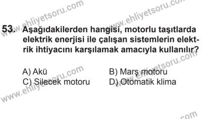 2 Kasım 2013 Tarihli Sürücü Adayları Sınavı N Kitapçığı 53. Soru