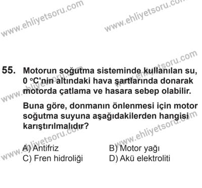2 Kasım 2013 Tarihli Sürücü Adayları Sınavı N Kitapçığı 55. Soru