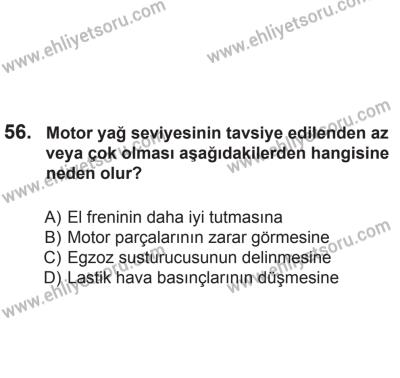 2 Kasım 2013 Tarihli Sürücü Adayları Sınavı N Kitapçığı 56. Soru