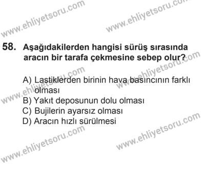 2 Kasım 2013 Tarihli Sürücü Adayları Sınavı N Kitapçığı 58. Soru