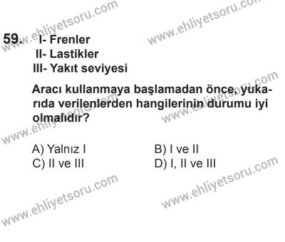2 Kasım 2013 Tarihli Sürücü Adayları Sınavı N Kitapçığı 59. Soru