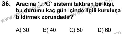 20 Mayıs 2017 Tarihli Sürücü Adayları Sınavı K Kitapçığı 1. Oturum 36. Soru