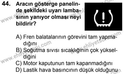 20 Mayıs 2017 Tarihli Sürücü Adayları Sınavı K Kitapçığı 1. Oturum 44. Soru