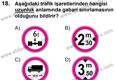 20 Mayıs 2017 Tarihli Sürücü Adayları Sınavı K Kitapçığı 2. Oturum 18. Soru