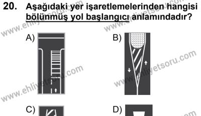20 Mayıs 2017 Tarihli Sürücü Adayları Sınavı K Kitapçığı 2. Oturum 20. Soru