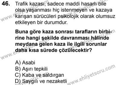 20 Mayıs 2017 Tarihli Sürücü Adayları Sınavı K Kitapçığı 2. Oturum 46. Soru