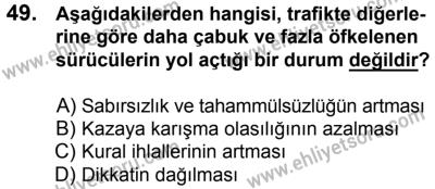 20 Mayıs 2017 Tarihli Sürücü Adayları Sınavı K Kitapçığı 2. Oturum 49. Soru