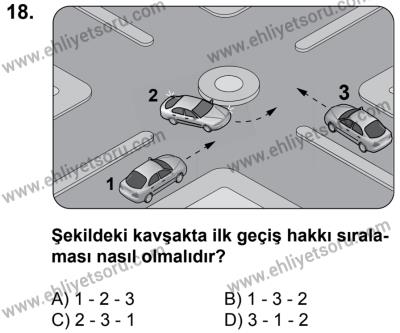20 Mayıs 2017 Tarihli Sürücü Adayları Sınavı L Kitapçığı 1. Oturum 18. Soru
