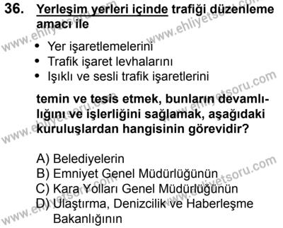 20 Mayıs 2017 Tarihli Sürücü Adayları Sınavı L Kitapçığı 1. Oturum 36. Soru