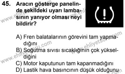20 Mayıs 2017 Tarihli Sürücü Adayları Sınavı L Kitapçığı 1. Oturum 45. Soru