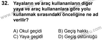 20 Mayıs 2017 Tarihli Sürücü Adayları Sınavı L Kitapçığı 2Oturumu 32. Soru