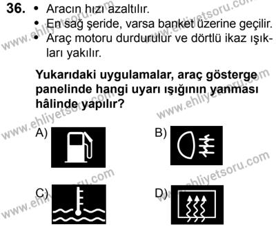 20 Mayıs 2017 Tarihli Sürücü Adayları Sınavı L Kitapçığı 2Oturumu 36. Soru