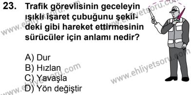 20 Mayıs 2017 Tarihli Sürücü Adayları Sınavı M Kitapçığı 1. Oturum 23. Soru