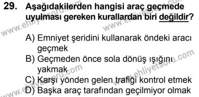 20 Mayıs 2017 Tarihli Sürücü Adayları Sınavı M Kitapçığı 1. Oturum 29. Soru