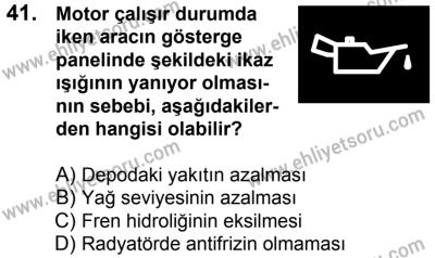 20 Mayıs 2017 Tarihli Sürücü Adayları Sınavı M Kitapçığı 1. Oturum 41. Soru