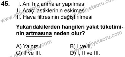 20 Mayıs 2017 Tarihli Sürücü Adayları Sınavı M Kitapçığı 1. Oturum 45. Soru