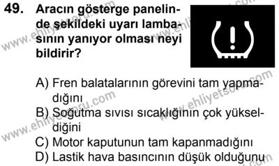 20 Mayıs 2017 Tarihli Sürücü Adayları Sınavı M Kitapçığı 1. Oturum 49. Soru