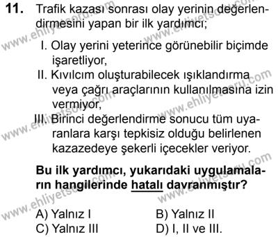 20 Mayıs 2017 Tarihli Sürücü Adayları Sınavı M Kitapçığı 2. Oturum 11. Soru