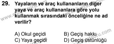 20 Mayıs 2017 Tarihli Sürücü Adayları Sınavı M Kitapçığı 2. Oturum 29. Soru