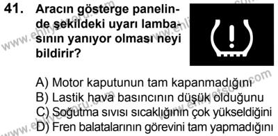 20 Mayıs 2017 Tarihli Sürücü Adayları Sınavı M Kitapçığı 2. Oturum 41. Soru